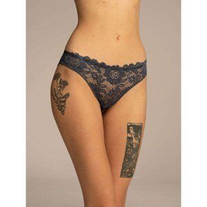 Ladies' navy blue lace panties with a bow