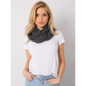 Women's black scarf with a print of hearts