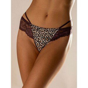 Dark purple thong with lace and print
