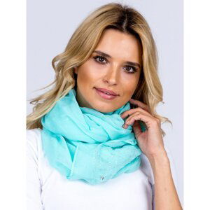 Airy scarf with mint cubic zirconias and rhinestones
