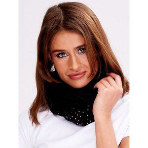 Airy black scarf with cubic zirconia and rhinestones