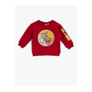 Koton Baby Boy Red Tom&Jerry Licensed Sequin Crew Neck Sweatshirt