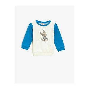 Koton Baby Boy Ecru Cotton Bugs Bunny Licensed Printed Crew Neck Sweatshirt