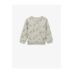 Koton Baby Girl Gray Unicorn Patterned Crew Neck Sweatshirt