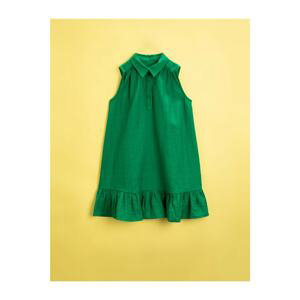 Koton Girl Green Shirt Collar Dress