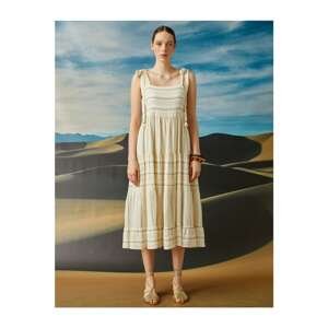 Koton Square Collar Dress Striped Cotton