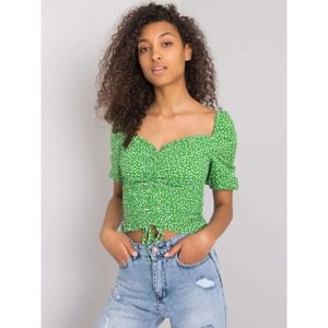 RUE PARIS Green short blouse with prints