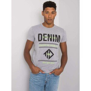 Gray cotton men's t-shirt with a print