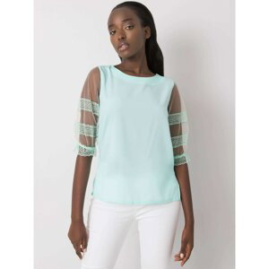 Mint blouse with transparent sleeves