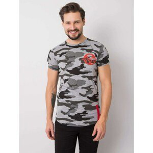 Gray men's t-shirt with a military motif