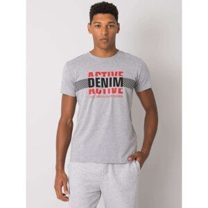 Gray men's cotton t-shirt with a print
