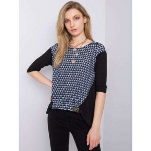 Black and blue blouse with Amy RUE PARIS print