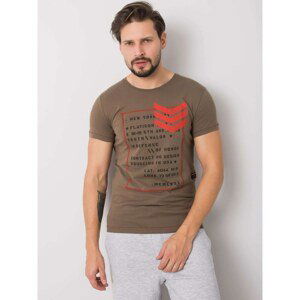 Khaki men's t-shirt with prints