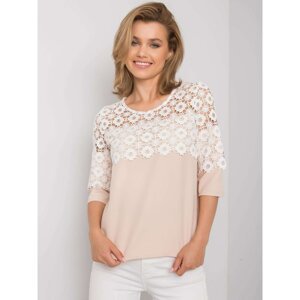 Beige blouse with decorative lace