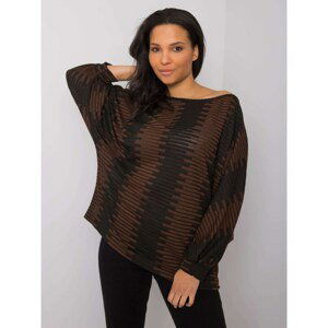 RUE PARIS Black and brown plus size blouse