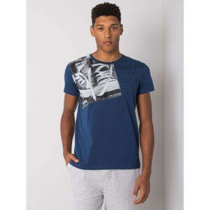 Men's light navy cotton t-shirt with a round neckline