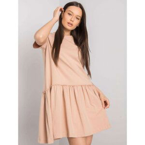 Beige cotton dress with frills