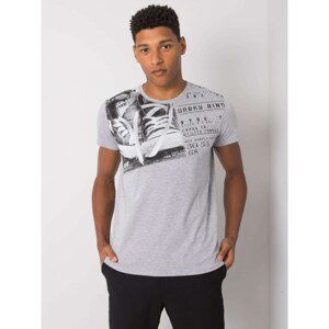 Men's gray cotton t-shirt with a round neckline