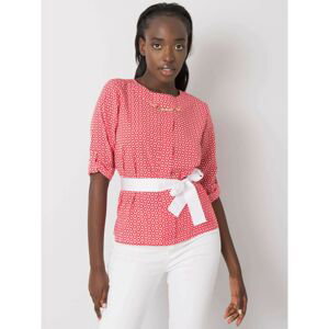 Red blouse with a pattern with a belt