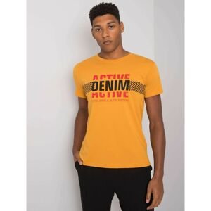 Mustard men's cotton t-shirt with a print