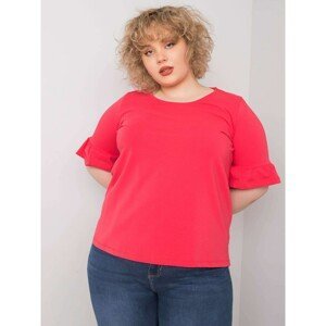 Coral blouse plus sizes with decorative sleeves