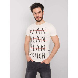 Men's light beige T-shirt with motivational print