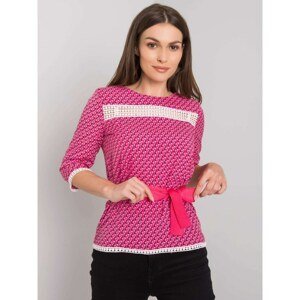Pink blouse with colorful patterns