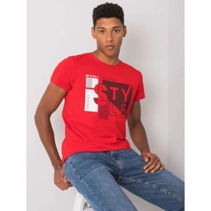 Red male t-shirt with a print