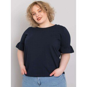 Dark blue blouse plus sizes with decorative sleeves