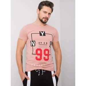 Men's powder pink T-shirt with a text print