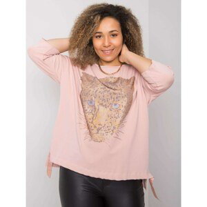 Oversize women's blouse with dusty pink application
