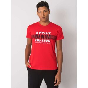 Red men's cotton t-shirt with a print