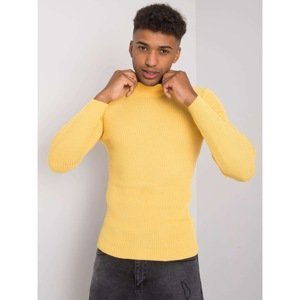 Men's yellow turtleneck sweater