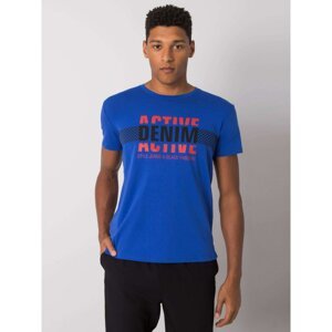 Men's dark blue cotton t-shirt with a print