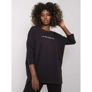 Black cotton blouse with inscription