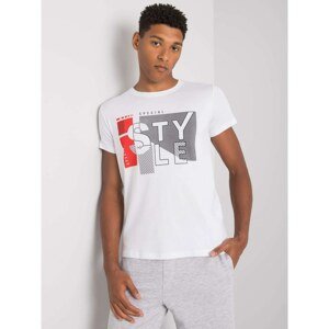 White male t-shirt with a print