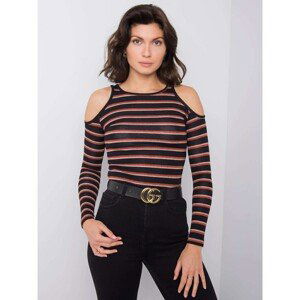 Black blouse with stripes by Leela RUE PARIS