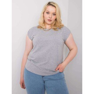 Larger cotton blouse in gray-brown color