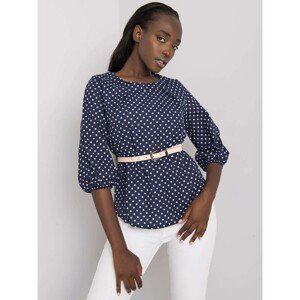 Navy blue blouse with a belt