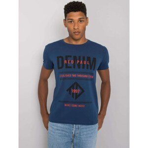 Men's light navy cotton t-shirt with a print