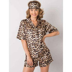 Black and beige leopard print sleeping set