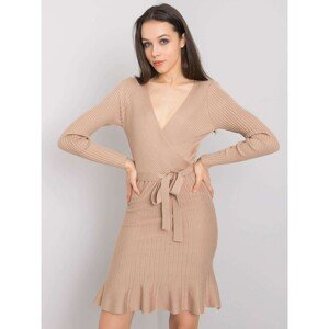 Beige dress with a frill