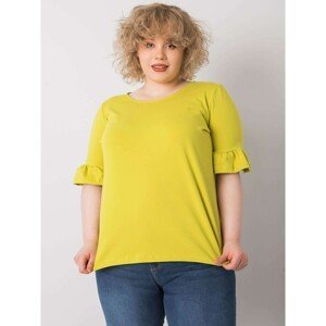 Light green blouse of larger size with ruffles on the sleeves of Yarela