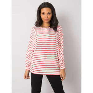 RUE PARIS White and red plus size striped blouse