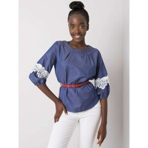 Ladies' blue blouse with lace