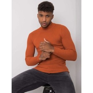 Men's dark orange turtleneck sweater