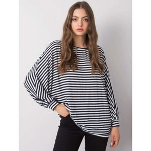 RUE PARIS White and navy blue oversize blouse