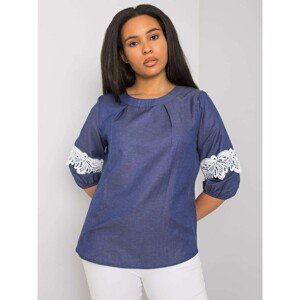 Plus size blue blouse with lace