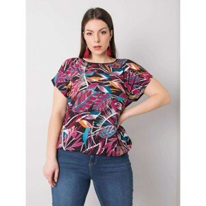 Black and fuchsia plus size blouse with patterns