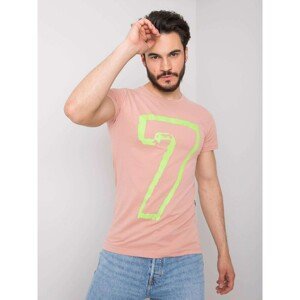 Dusty pink cotton men's t-shirt with a print